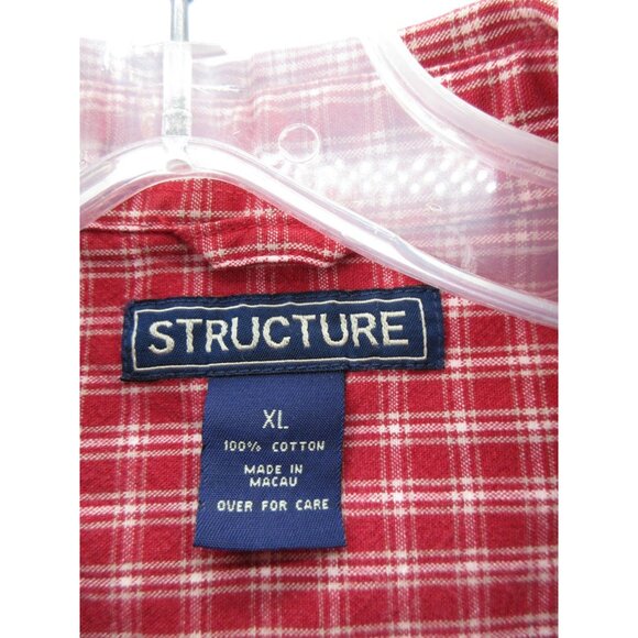 VINTAGE Structure Shirt XL Button Down Oxford Plaid Pocket Twill 90s Y2K - Picture 9 of 10